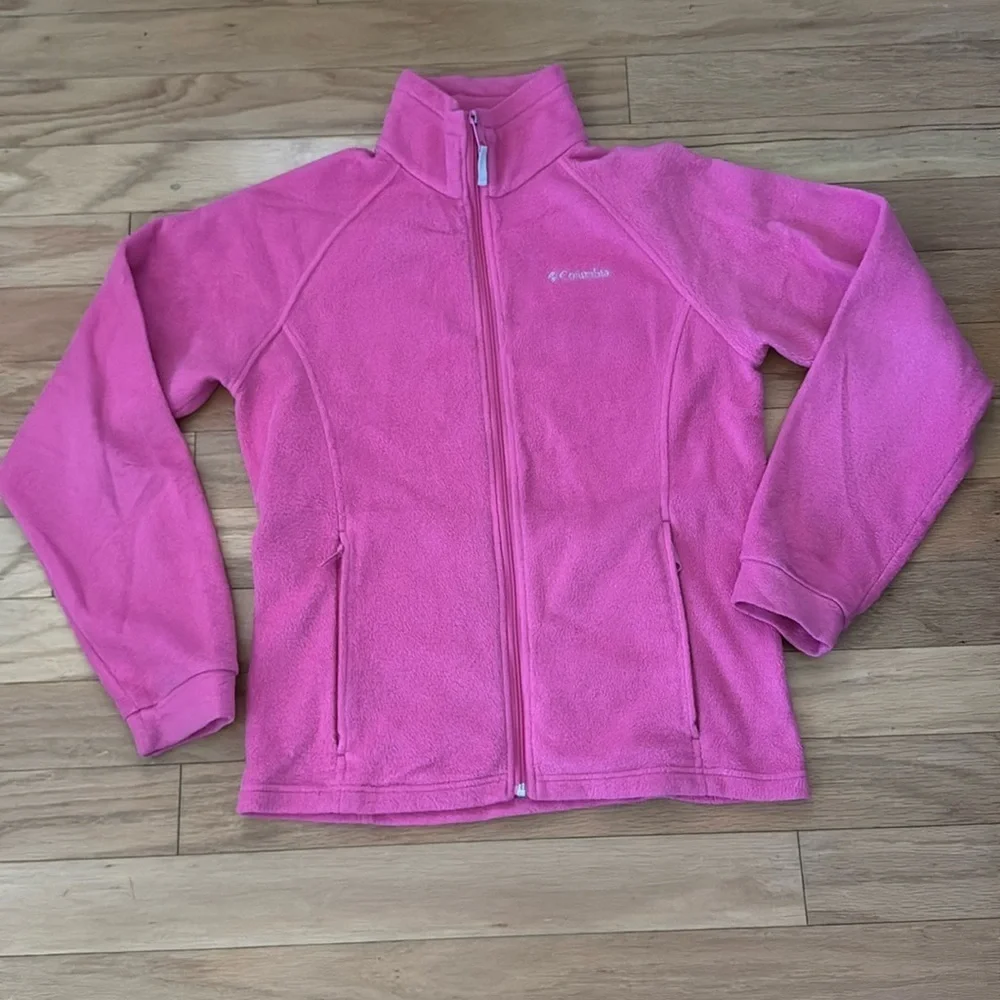 Columbia | Bright Pink | Full Zip Fleece | Youth size 18-20 (XL)